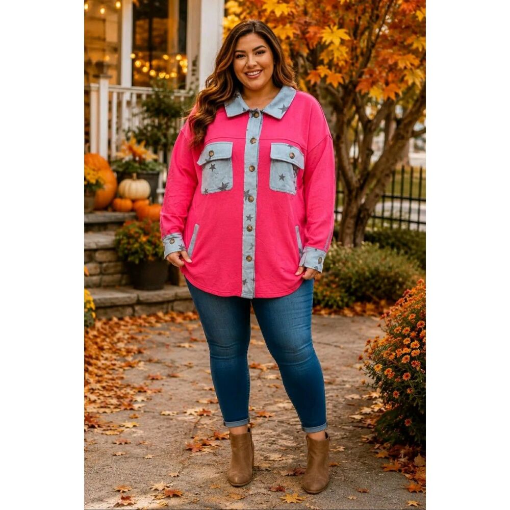 NWT Size 1X Oddi Star Demin Contrast Jacket